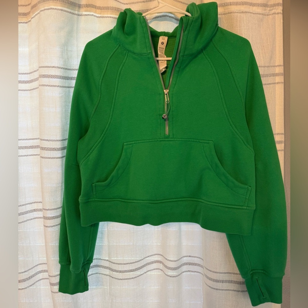 lululemon athletica Green Cropped Quarter Zip Hoodie